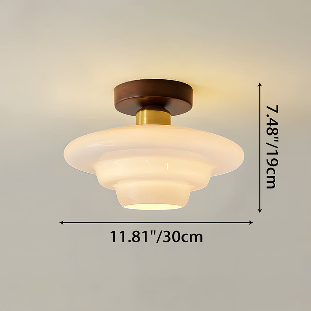 Ceiling Lamp Walnut Wood Glass Scandinavian E27 Hall Hallway Kitchen Dining Room Nordic Natural Copper | Sansoti