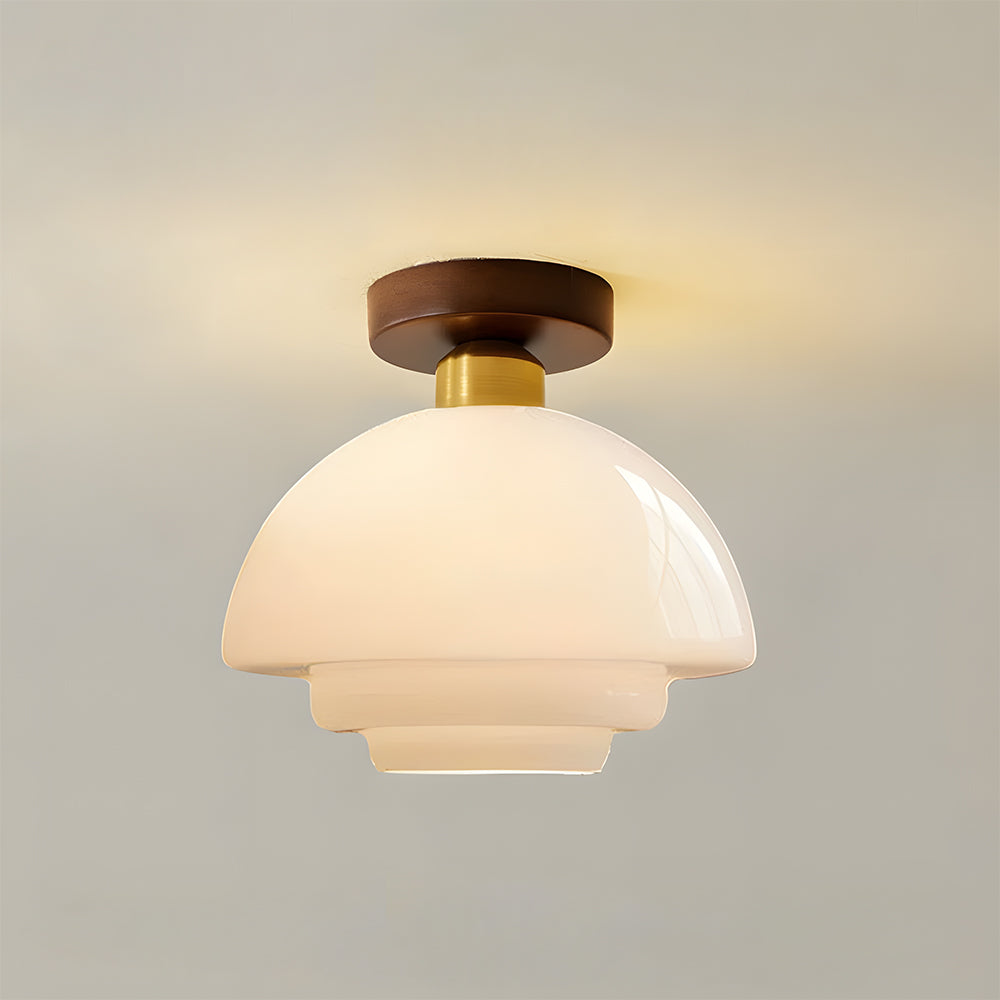 Ceiling Lamp Walnut Wood Glass Scandinavian E27 Hall Hallway Kitchen Dining Room Nordic Natural Copper | Sansoti