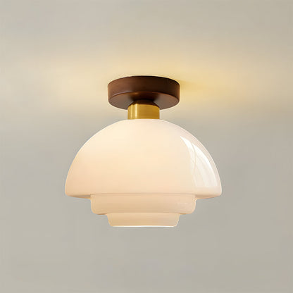 Ceiling Lamp Walnut Wood Glass Scandinavian E27 Hall Hallway Kitchen Dining Room Nordic Natural Copper | Sansoti