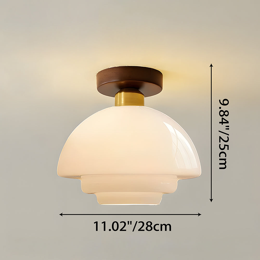 Ceiling Lamp Walnut Wood Glass Scandinavian E27 Hall Hallway Kitchen Dining Room Nordic Natural Copper | Sansoti