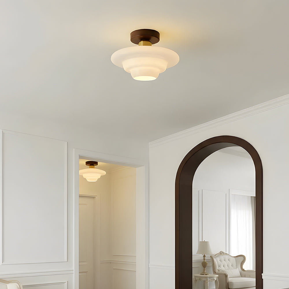 Ceiling Lamp Walnut Wood Glass Scandinavian E27 Hall Hallway Kitchen Dining Room Nordic Natural Copper | Sansoti