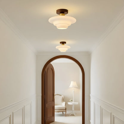 Ceiling Lamp Walnut Wood Glass Scandinavian E27 Hall Hallway Kitchen Dining Room Nordic Natural Copper | Sansoti