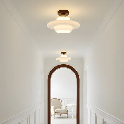 Ceiling Lamp Walnut Wood Glass Scandinavian E27 Hall Hallway Kitchen Dining Room Nordic Natural Copper | Sansoti