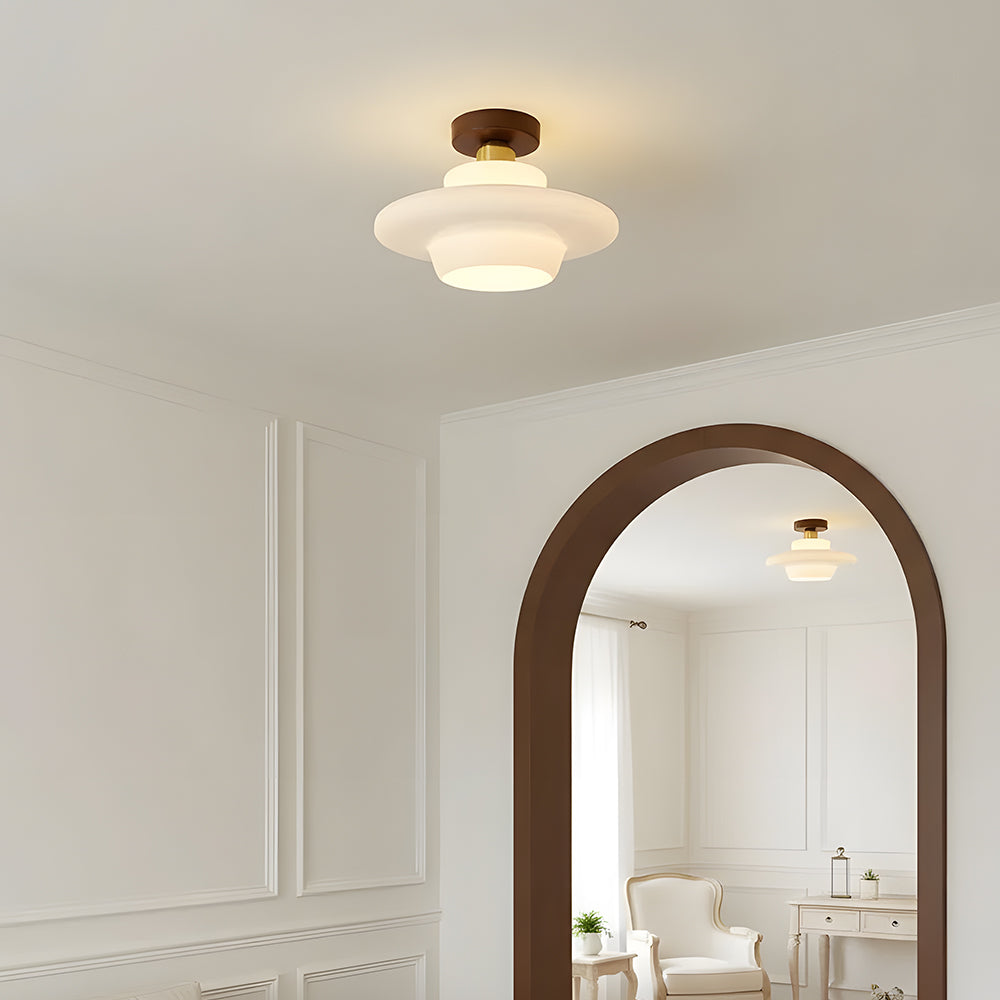 Ceiling Lamp Walnut Wood Glass Scandinavian E27 Hall Hallway Kitchen Dining Room Nordic Natural Copper | Sansoti
