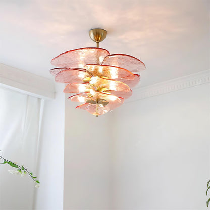 Lotus Leaf Layered Glass Chandelier