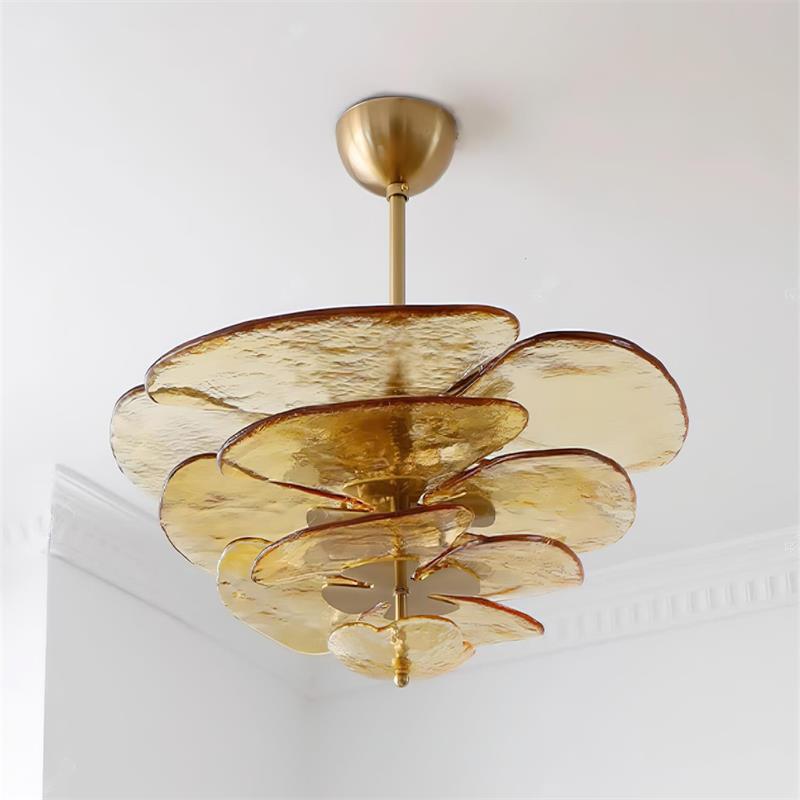 Lotus Leaf Layered Glass Chandelier