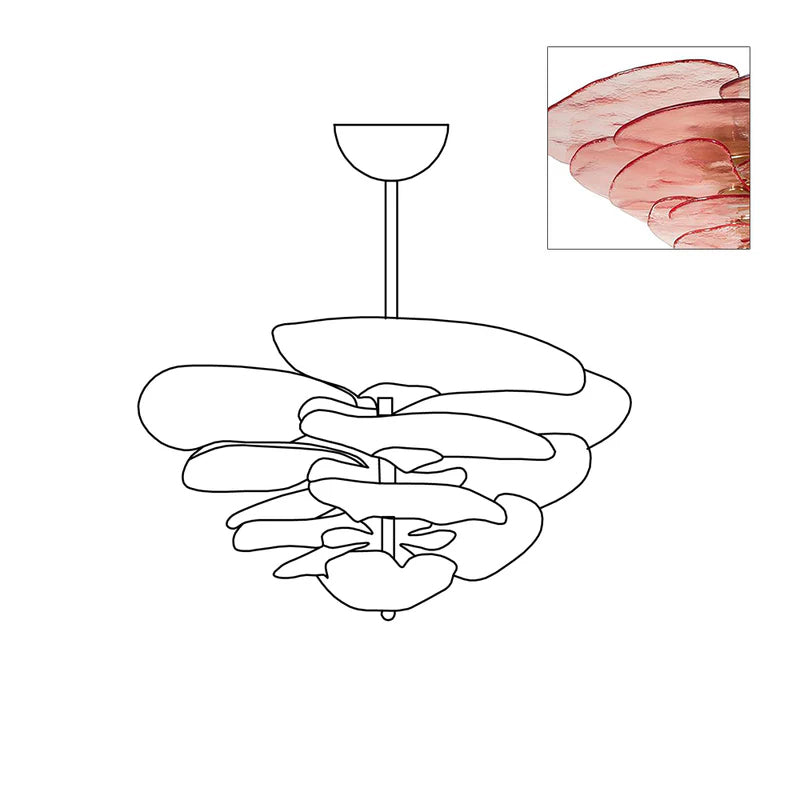 Lotus Leaf Layered Glass Chandelier