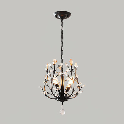 Crystal Pendant Light – Gold or Black Metal Frame with Crystal Accents, 32cm, Dining & Entrance