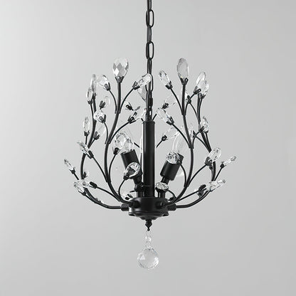 Crystal Pendant Light – Gold or Black Metal Frame with Crystal Accents, 32cm, Dining & Entrance