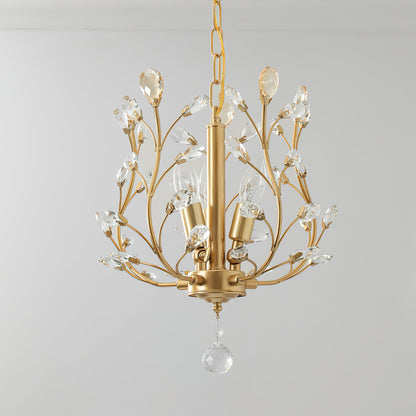 Crystal Pendant Light – Gold or Black Metal Frame with Crystal Accents, 32cm, Dining & Entrance