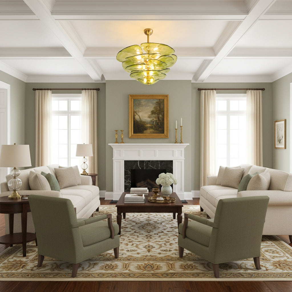 Lotus Leaf Layered Glass Chandelier