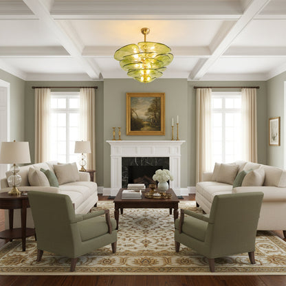 Lotus Leaf Layered Glass Chandelier