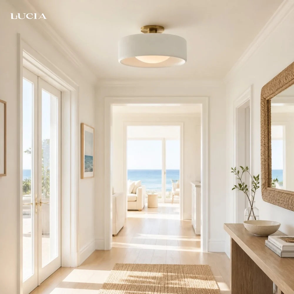 Modern Porcelain Semi Flush Mount Ceiling Light