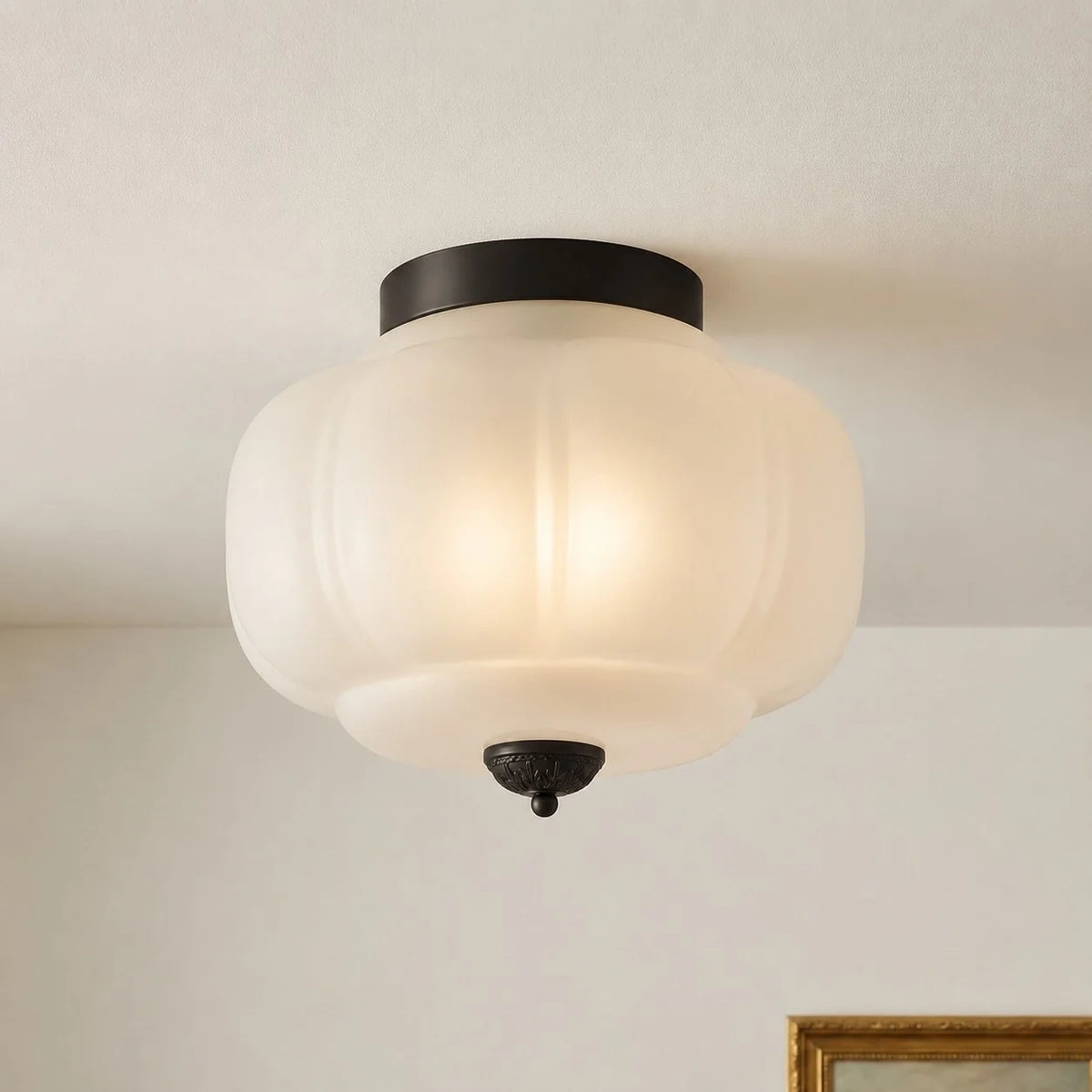 Lumi Vintage Milk Glass Semi Flush Mount Eloise Ceiling Light