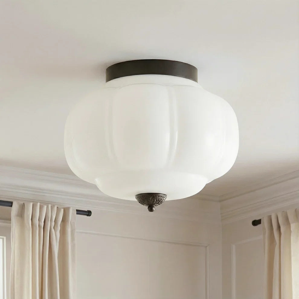 Lumi Vintage Milk Glass Semi Flush Mount Eloise Ceiling Light