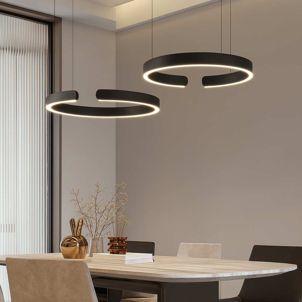 Stylish hanging LED ring lamp for modern interiors
