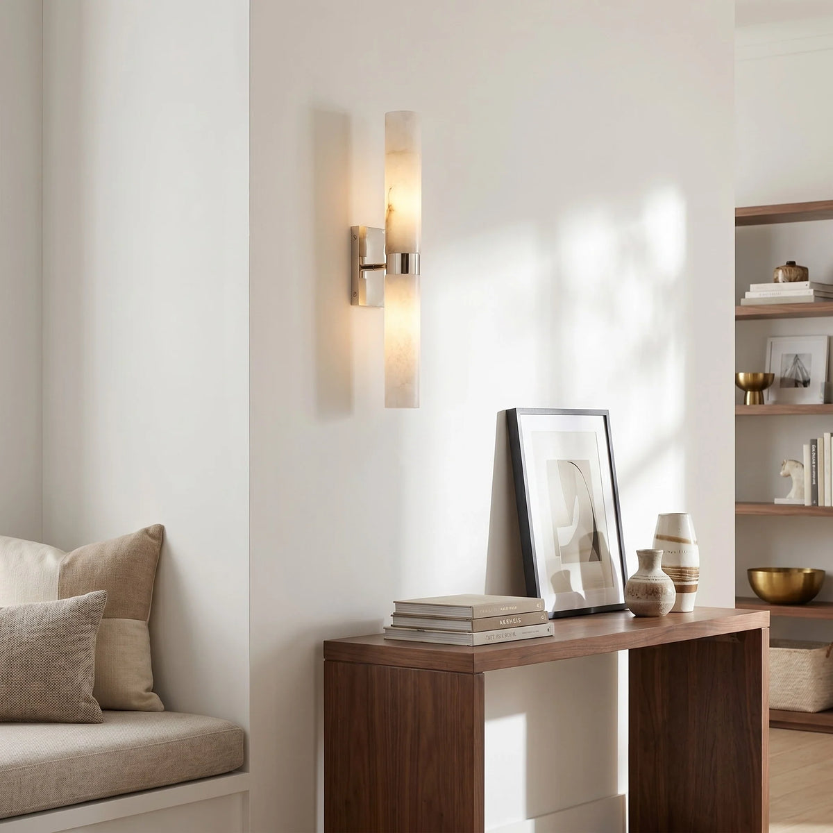 Dani Modern Alabaster Double Tube Wall Sconce