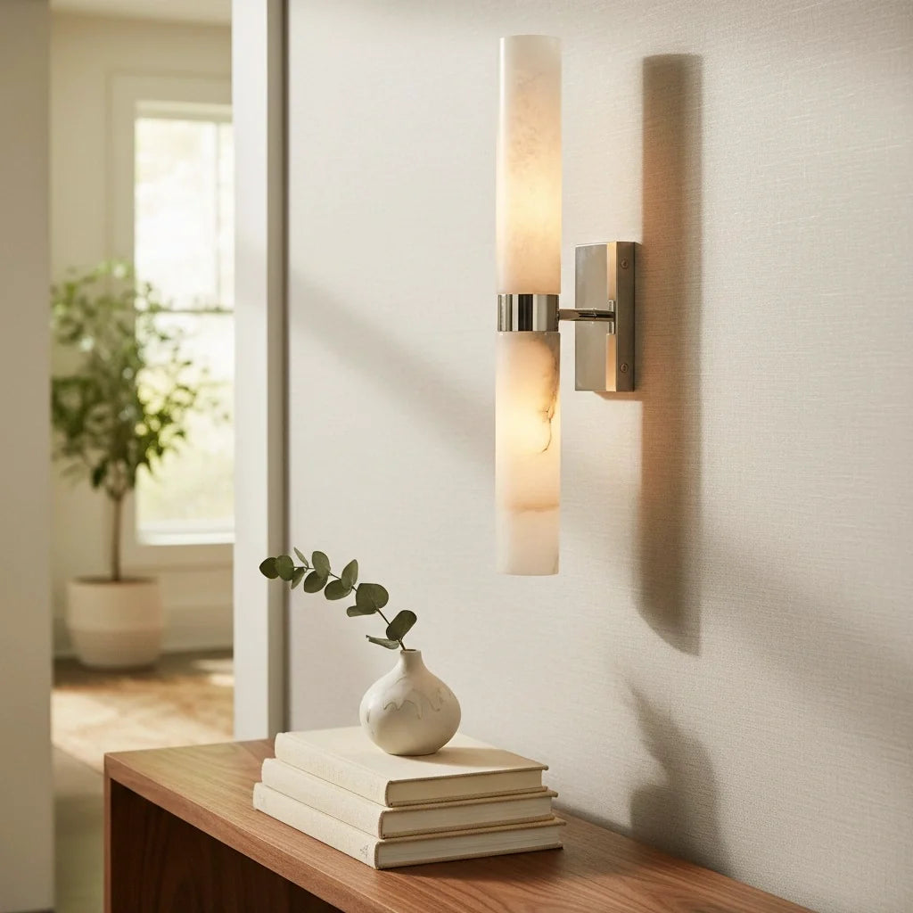 Dani Modern Alabaster Double Tube Wall Sconce