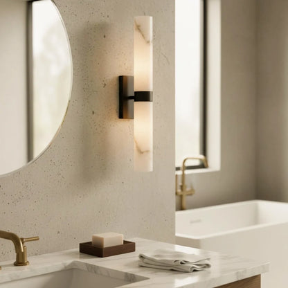 Dani Modern Alabaster Double Tube Wall Sconce