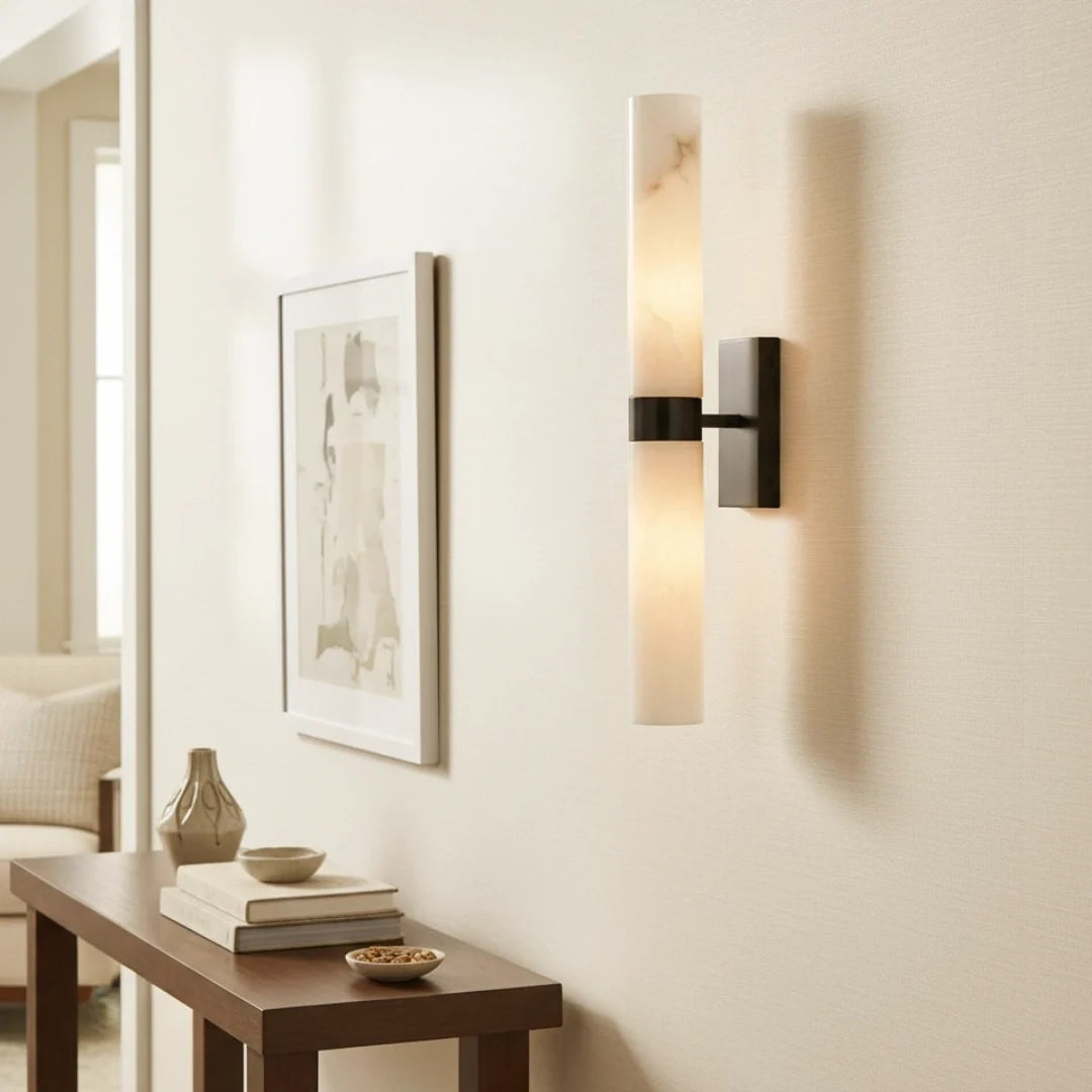 Dani Modern Alabaster Double Tube Wall Sconce