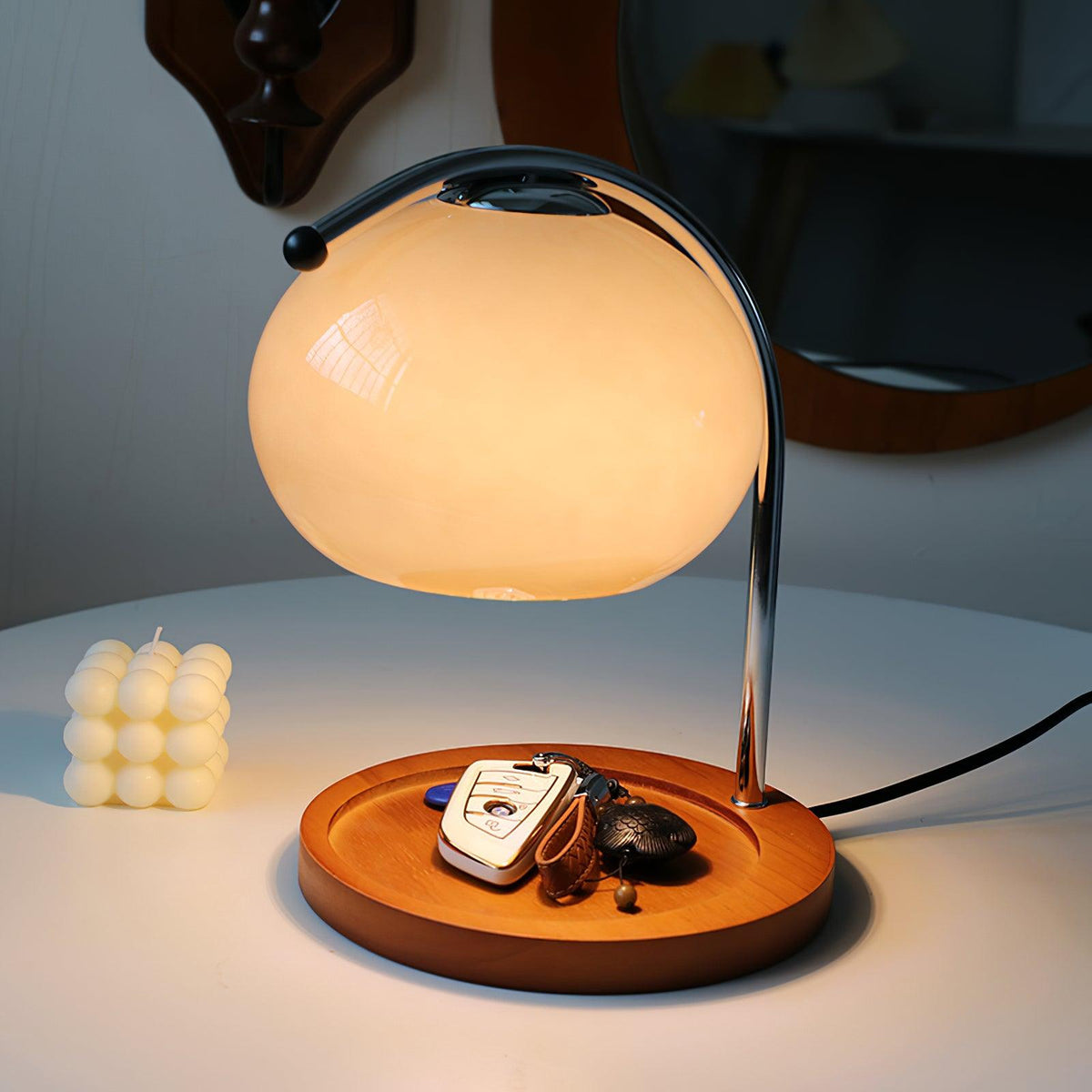 Candle Warmer Lamp – Wood & Glass Top-Down Candle Melter, 28cm, 5 Colours, UK Plug, Gift Idea