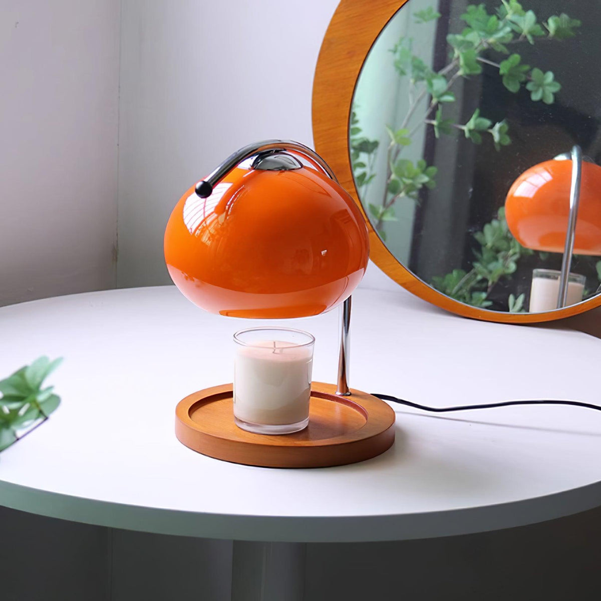 Candle Warmer Lamp – Wood & Glass Top-Down Candle Melter, 28cm, 5 Colours, UK Plug, Gift Idea