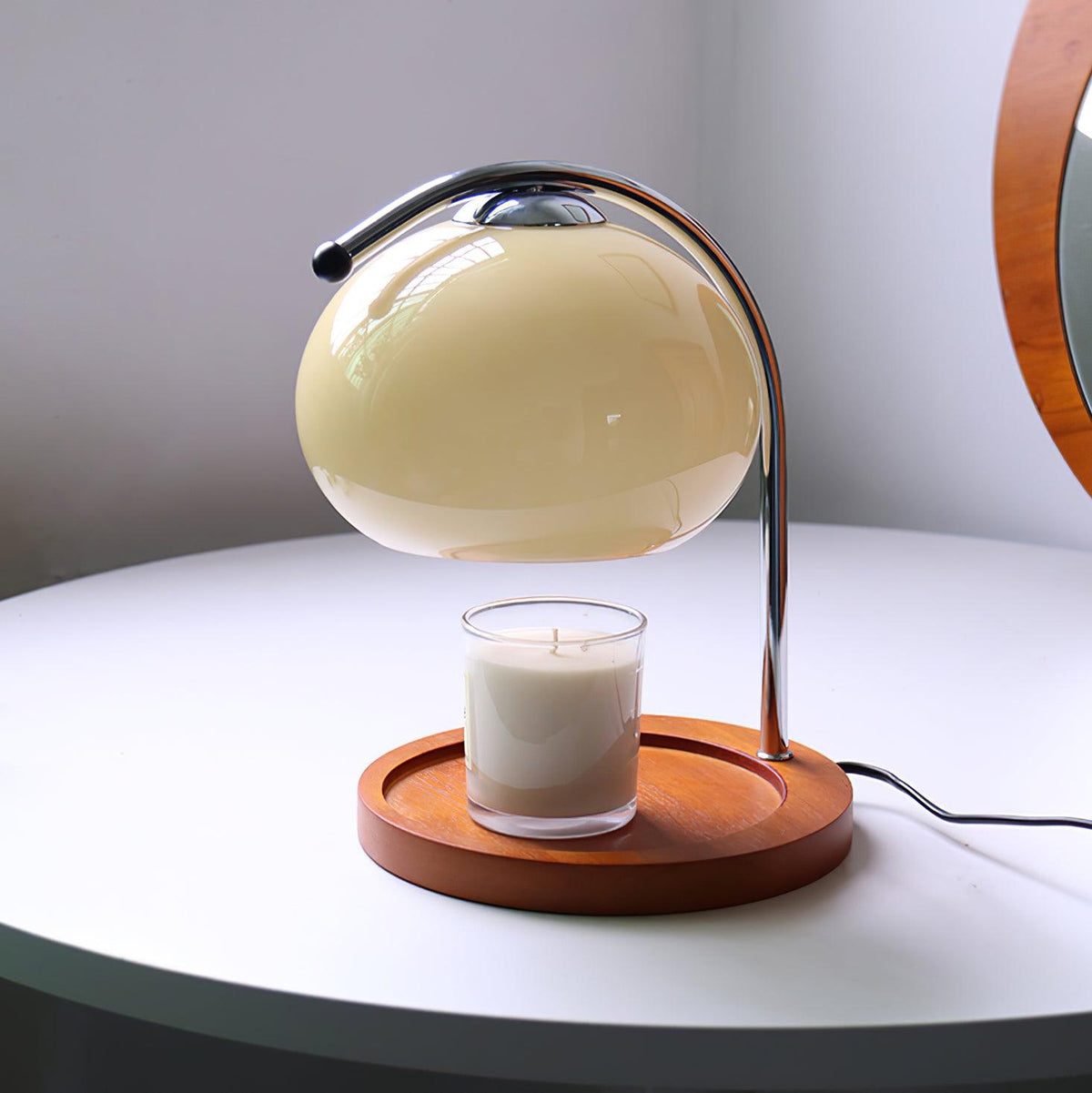 Candle Warmer Lamp – Wood & Glass Top-Down Candle Melter, 28cm, 5 Colours, UK Plug, Gift Idea