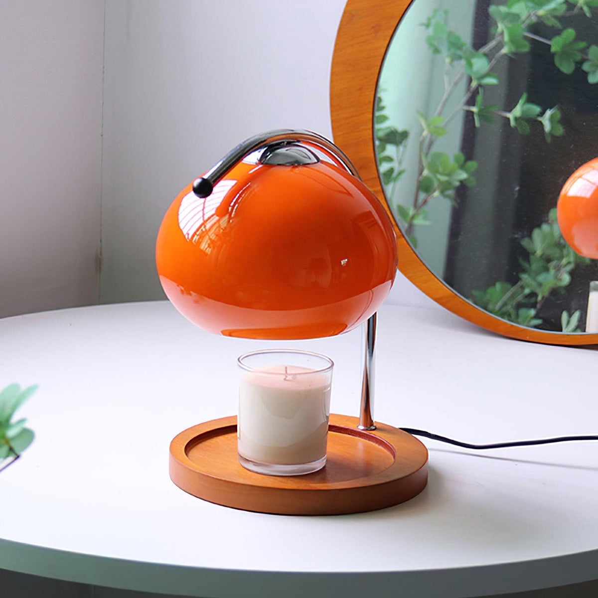 Candle Warmer Lamp – Wood & Glass Top-Down Candle Melter, 28cm, 5 Colours, UK Plug, Gift Idea