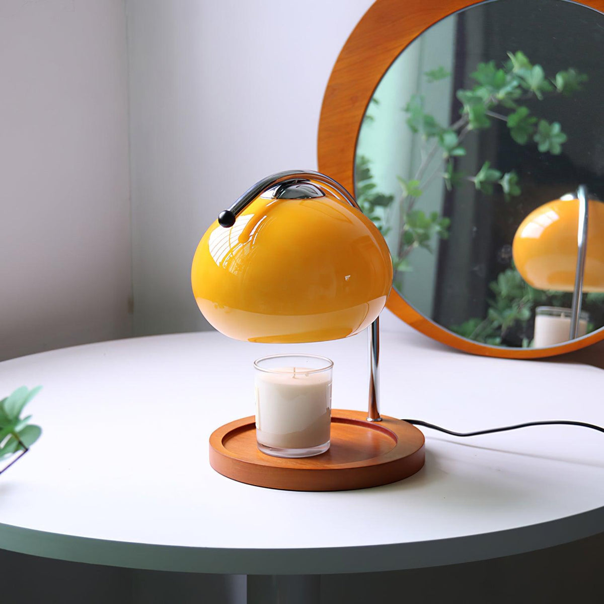 Candle Warmer Lamp – Wood & Glass Top-Down Candle Melter, 28cm, 5 Colours, UK Plug, Gift Idea