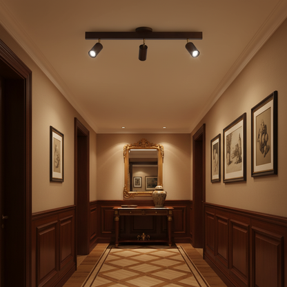 Wooden Ceiling Spotlight Bar – Walnut or Oak Track Light, 42 to 120cm, Warm White, Kitchen & Hallway
