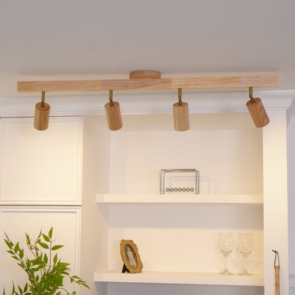 Wooden Ceiling Spotlight Bar – Walnut or Oak Track Light, 42 to 120cm, Warm White, Kitchen & Hallway