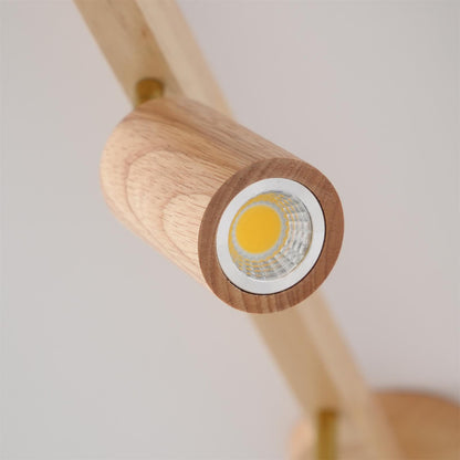 Wooden Ceiling Spotlight Bar – Walnut or Oak Track Light, 42 to 120cm, Warm White, Kitchen & Hallway