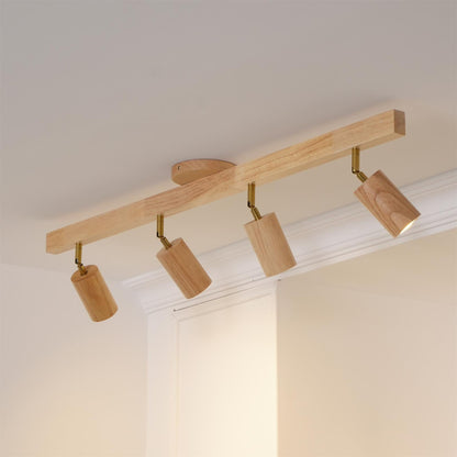 Wooden Ceiling Spotlight Bar – Walnut or Oak Track Light, 42 to 120cm, Warm White, Kitchen & Hallway