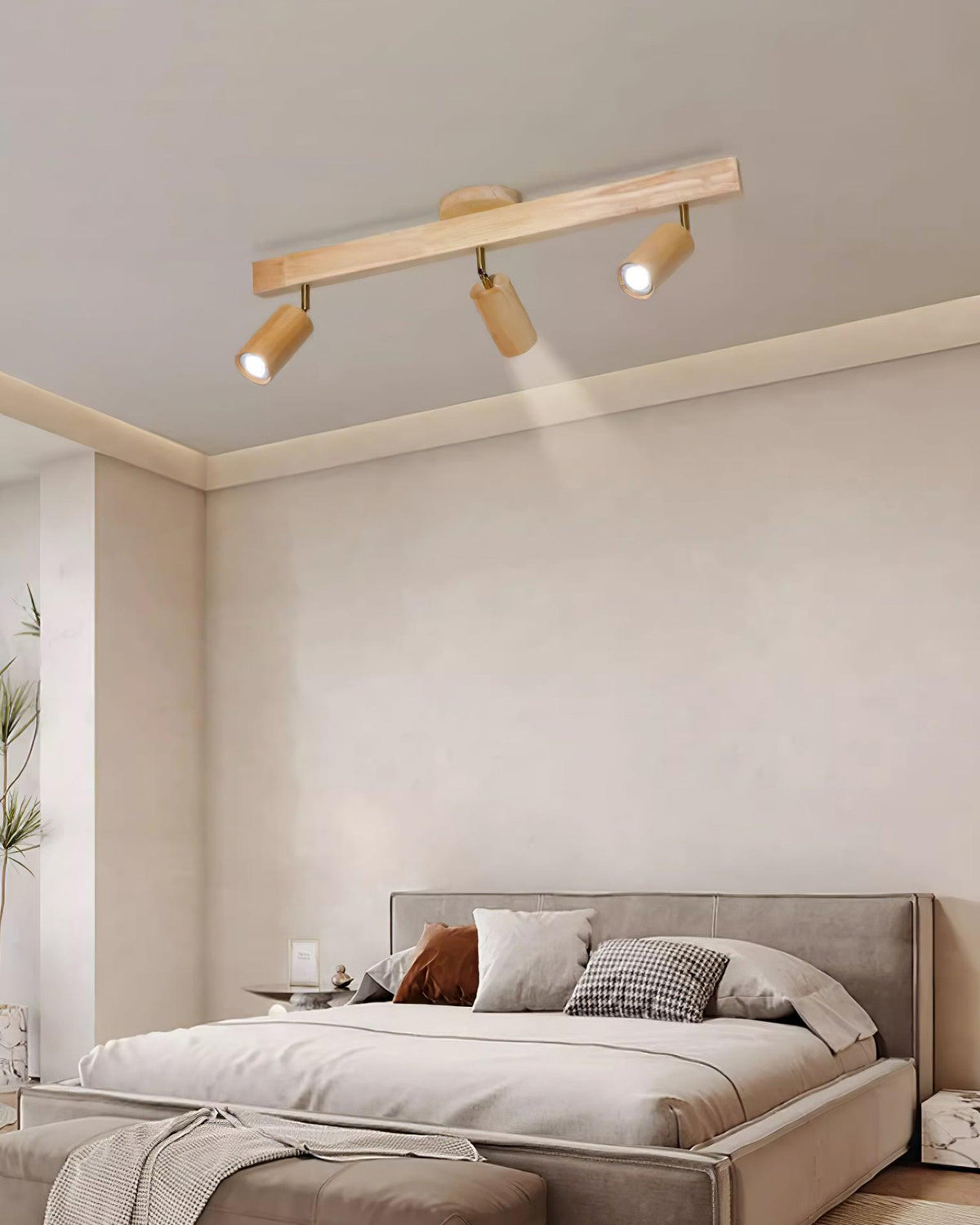 Wooden Ceiling Spotlight Bar – Walnut or Oak Track Light, 42 to 120cm, Warm White, Kitchen & Hallway