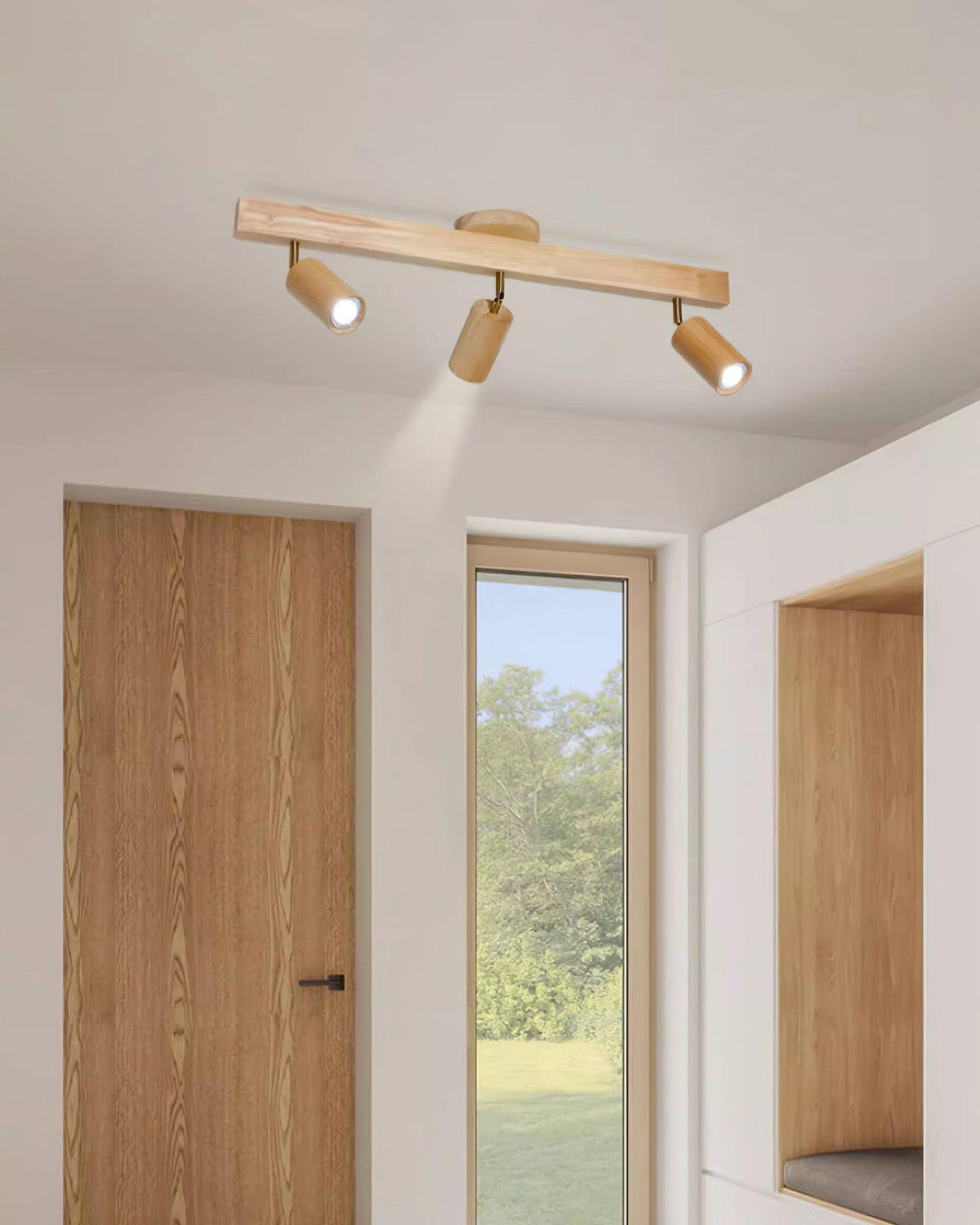 Wooden Ceiling Spotlight Bar – Walnut or Oak Track Light, 42 to 120cm, Warm White, Kitchen & Hallway