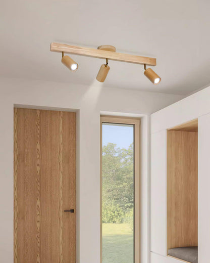 Wooden Ceiling Spotlight Bar – Walnut or Oak Track Light, 42 to 120cm, Warm White, Kitchen & Hallway