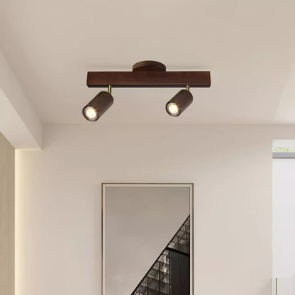 Wooden Ceiling Spotlight Bar – Walnut or Oak Track Light, 42 to 120cm, Warm White, Kitchen & Hallway