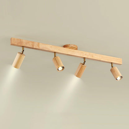 Wooden Ceiling Spotlight Bar – Walnut or Oak Track Light, 42 to 120cm, Warm White, Kitchen & Hallway