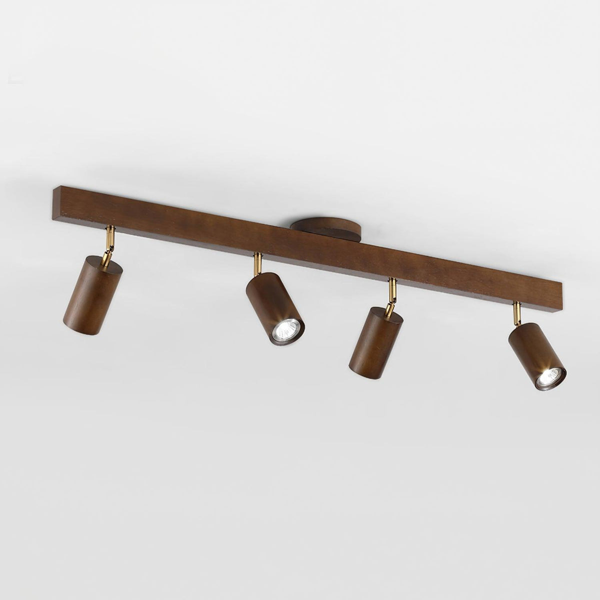 Wooden Ceiling Spotlight Bar – Walnut or Oak Track Light, 42 to 120cm, Warm White, Kitchen & Hallway