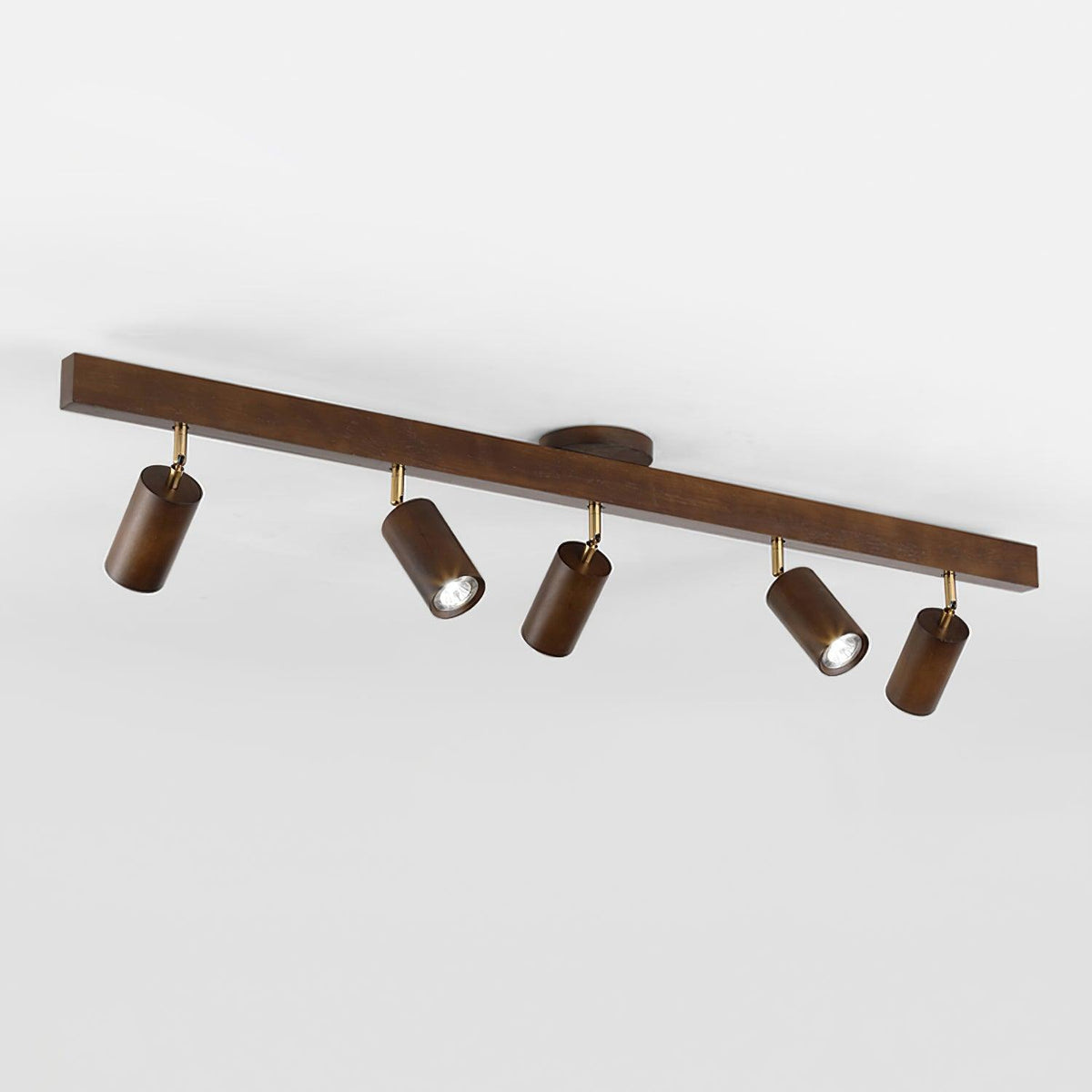 Wooden Ceiling Spotlight Bar – Walnut or Oak Track Light, 42 to 120cm, Warm White, Kitchen & Hallway