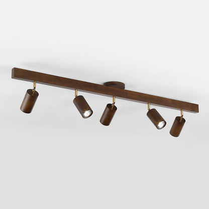 Wooden Ceiling Spotlight Bar – Walnut or Oak Track Light, 42 to 120cm, Warm White, Kitchen & Hallway