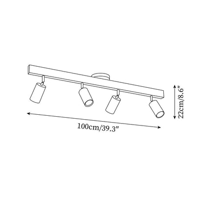 Wooden Ceiling Spotlight Bar – Walnut or Oak Track Light, 42 to 120cm, Warm White, Kitchen & Hallway