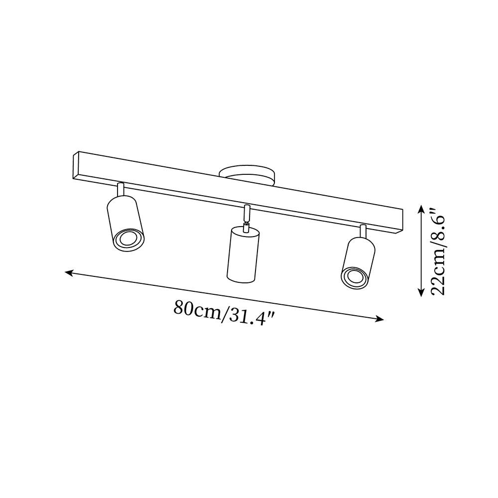 Wooden Ceiling Spotlight Bar – Walnut or Oak Track Light, 42 to 120cm, Warm White, Kitchen & Hallway