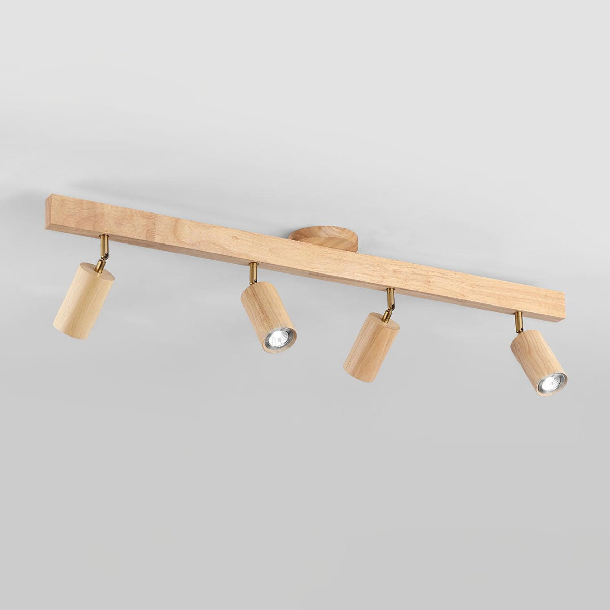 Wooden Ceiling Spotlight Bar – Walnut or Oak Track Light, 42 to 120cm, Warm White, Kitchen & Hallway