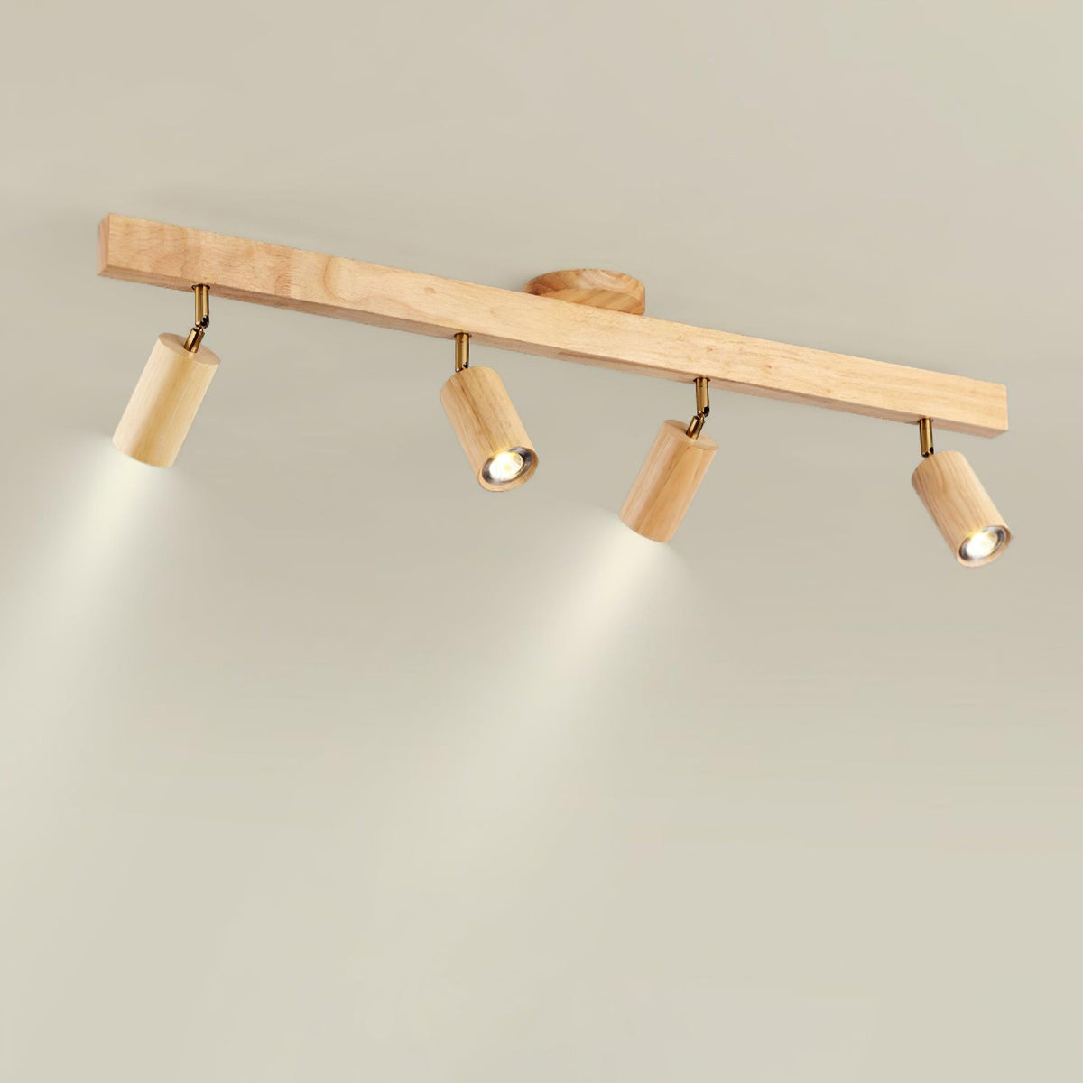 Wooden Ceiling Spotlight Bar – Walnut or Oak Track Light, 42 to 120cm, Warm White, Kitchen & Hallway