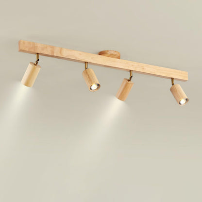 Wooden Ceiling Spotlight Bar – Walnut or Oak Track Light, 42 to 120cm, Warm White, Kitchen & Hallway