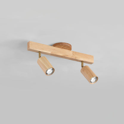 Wooden Ceiling Spotlight Bar – Walnut or Oak Track Light, 42 to 120cm, Warm White, Kitchen & Hallway
