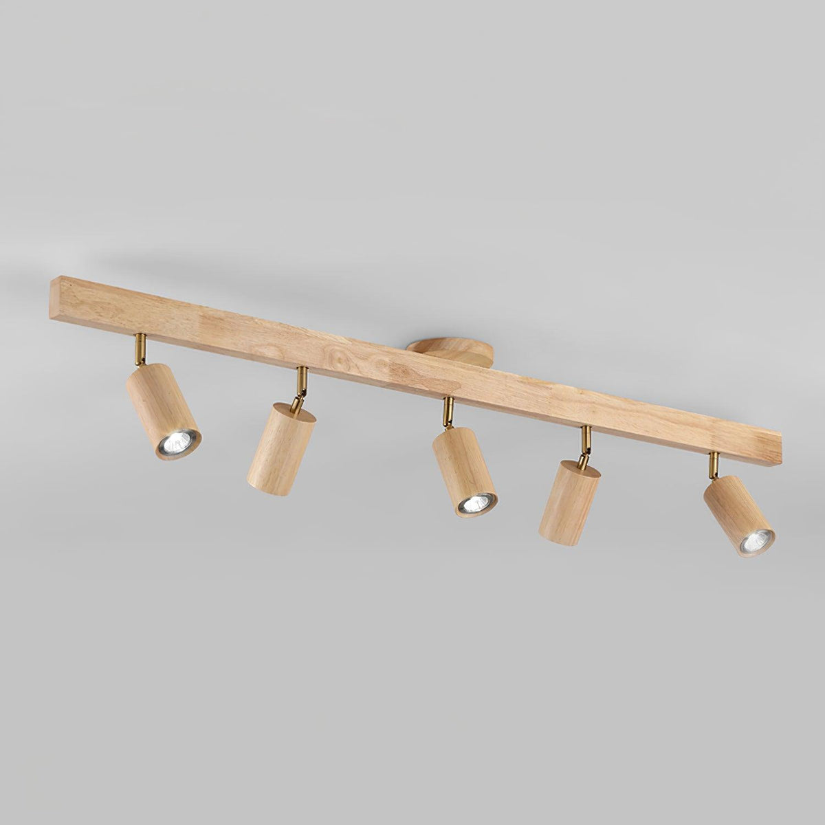 Wooden Ceiling Spotlight Bar – Walnut or Oak Track Light, 42 to 120cm, Warm White, Kitchen & Hallway