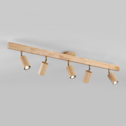 Wooden Ceiling Spotlight Bar – Walnut or Oak Track Light, 42 to 120cm, Warm White, Kitchen & Hallway