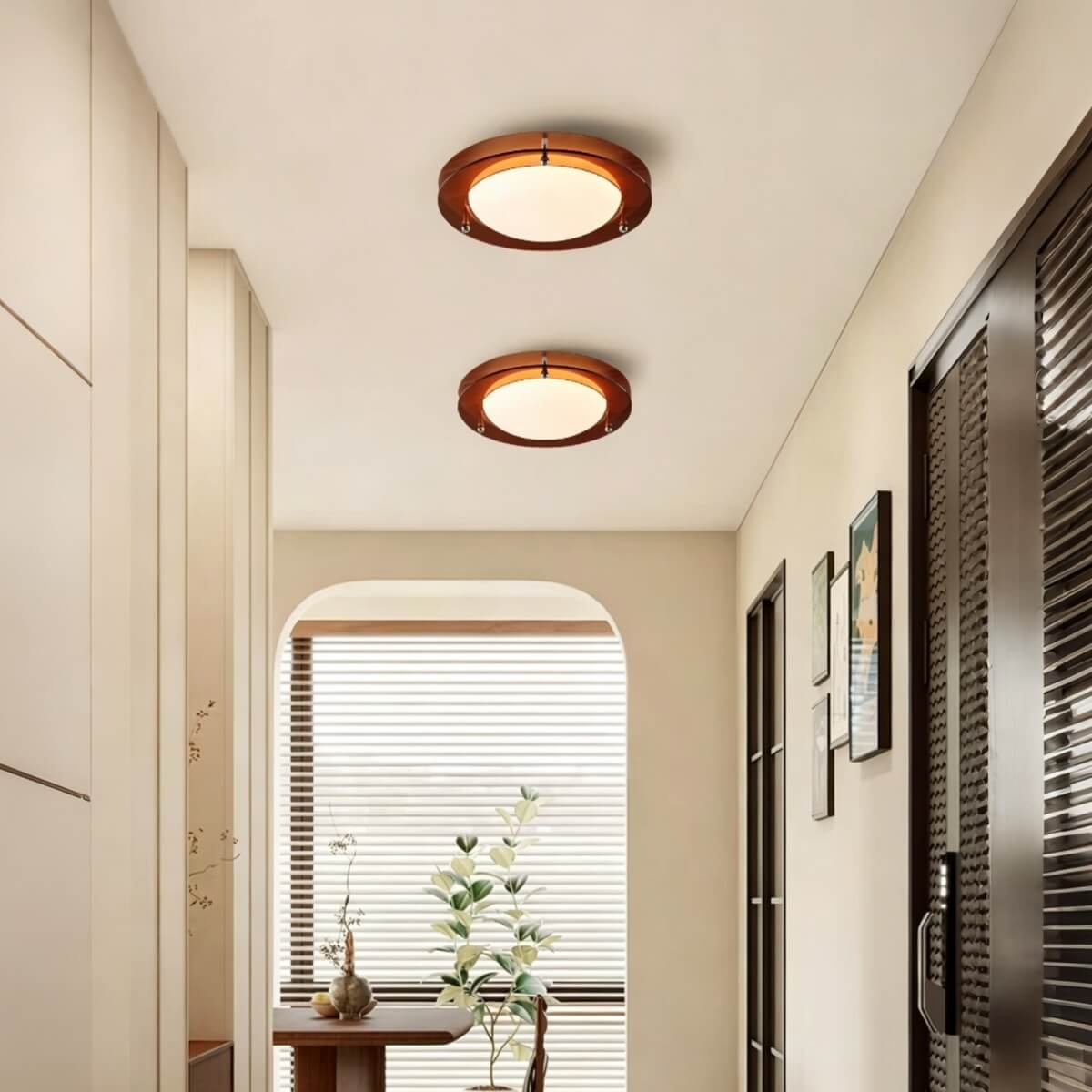 Mid Century Modern Geometric LED Brown Ceiling Light